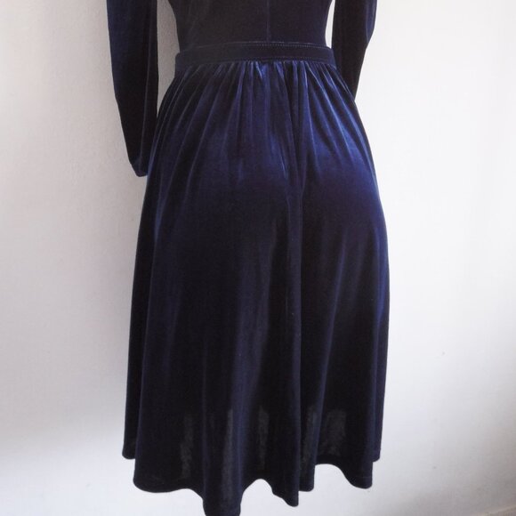 NWT Vixen by Micheline Pitt Navy Velvet Starlet Swing Dress - Picture 8 of 12